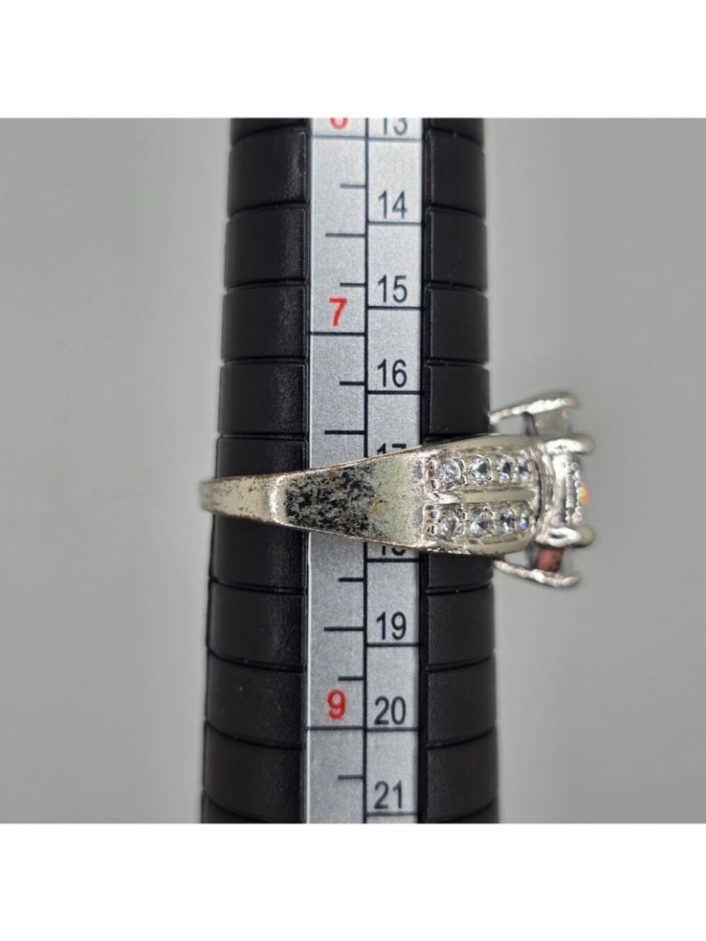 Vintage SETA Ring Marquise Cut Costume Jewelry Engagement Size 8 Silver Tone - Picture 7 of 12
